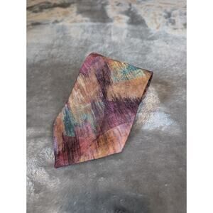 Wembley Brush Stroke Style Purple Orange Green Metallic Tie Silk USA